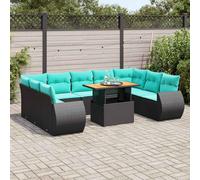 vidaXL Set Divani da Giardino 10pz con Cuscini in Polyrattan Nero