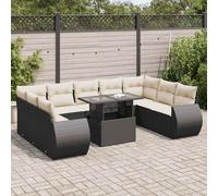 vidaXL Set Divani da Giardino 10pz con Cuscini in Polyrattan Nero