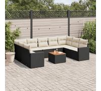 vidaXL Set Divani da Giardino 10pz con Cuscini in Polyrattan Nero