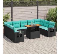 vidaXL Set Divani da Giardino 10pz con Cuscini in Polyrattan Nero