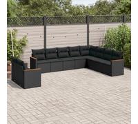 vidaXL Set Divani da Giardino 10pz con Cuscini in Polyrattan Nero