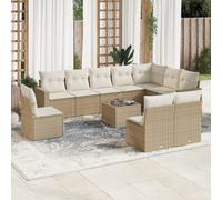 vidaXL Set Divani da Giardino 11 pz con Cuscini Beige in Polyrattan