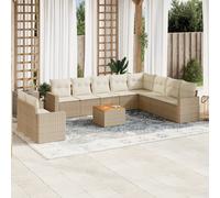 vidaXL Set Divani da Giardino 11 pz con Cuscini Beige in Polyrattan