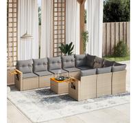 vidaXL Set Divani da Giardino 11 pz con Cuscini Beige in Polyrattan