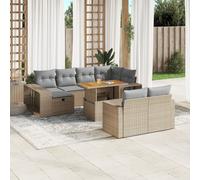 vidaXL Set Divani da Giardino 11 pz con Cuscini Beige in Polyrattan