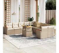 vidaXL Set Divani da Giardino 11 pz con Cuscini Beige in Polyrattan