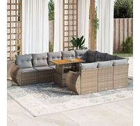 vidaXL Set Divani da Giardino 11 pz con Cuscini Beige in Polyrattan