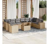 vidaXL Set Divani da Giardino 11 pz con Cuscini Beige in Polyrattan