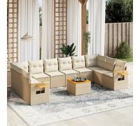 vidaXL Set Divani da Giardino 11 pz con Cuscini Beige in Polyrattan