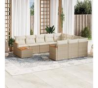 vidaXL Set Divani da Giardino 11 pz con Cuscini Beige in Polyrattan