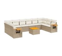vidaXL Set Divani da Giardino 11 pz con Cuscini Beige in Polyrattan
