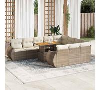 vidaXL Set Divani da Giardino 11 pz con Cuscini Beige in Polyrattan