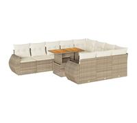 vidaXL Set Divani da Giardino 11 pz con Cuscini Beige in Polyrattan