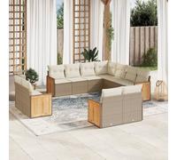 vidaXL Set Divani da Giardino 11 pz con Cuscini Beige in Polyrattan