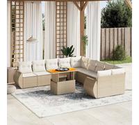 vidaXL Set Divani da Giardino 11 pz con Cuscini Beige in Polyrattan