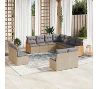 vidaXL Set Divani da Giardino 11 pz con Cuscini Beige in Polyrattan