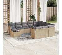 vidaXL Set Divani da Giardino 11 pz con Cuscini Beige in Polyrattan