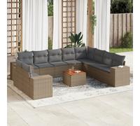 vidaXL Set Divani da Giardino 11 pz con Cuscini Beige in Polyrattan