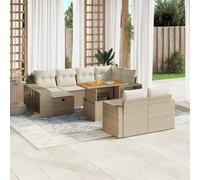 vidaXL Set Divani da Giardino 11 pz con Cuscini Beige in Polyrattan