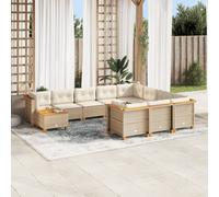 vidaXL Set Divani da Giardino 11 pz con Cuscini Beige in Polyrattan