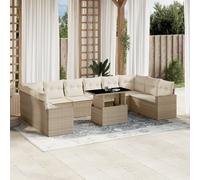vidaXL Set Divani da Giardino 11 pz con Cuscini Beige in Polyrattan