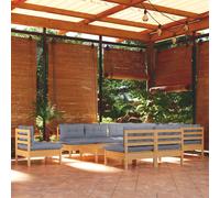 vidaXL Set Divani da Giardino 11 pz con Cuscini Grigi Massello di Pino