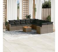 vidaXL Set Divani da Giardino 11 pz con Cuscini in Polyrattan Grigio