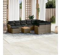 vidaXL Set Divani da Giardino 11 pz con Cuscini in Polyrattan Grigio