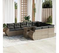 vidaXL Set Divani da Giardino 11 pz con Cuscini in Polyrattan Grigio