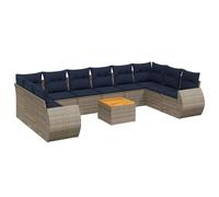 vidaXL Set Divani da Giardino 11 pz con Cuscini in Polyrattan Grigio