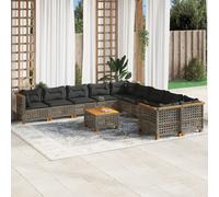 vidaXL Set Divani da Giardino 11 pz con Cuscini in Polyrattan Grigio