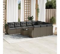 vidaXL Set Divani da Giardino 11 pz con Cuscini in Polyrattan Grigio