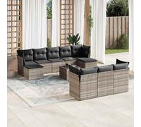 vidaXL Set Divani da Giardino 11 pz con Cuscini in Polyrattan Grigio