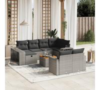 vidaXL Set Divani da Giardino 11 pz con Cuscini in Polyrattan Grigio
