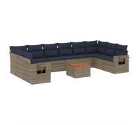 vidaXL Set Divani da Giardino 11 pz con Cuscini in Polyrattan Grigio