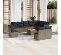 vidaXL Set Divani da Giardino 11 pz con Cuscini in Polyrattan Grigio