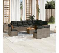 vidaXL Set Divani da Giardino 11 pz con Cuscini in Polyrattan Grigio