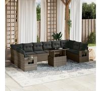 vidaXL Set Divani da Giardino 11 pz con Cuscini in Polyrattan Grigio