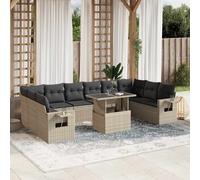 vidaXL Set Divani da Giardino 11 pz con Cuscini in Polyrattan Grigio