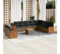 vidaXL Set Divani da Giardino 11 pz con Cuscini in Polyrattan Grigio