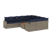 vidaXL Set Divani da Giardino 11 pz con Cuscini in Polyrattan Grigio