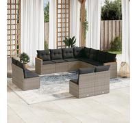 vidaXL Set Divani da Giardino 11 pz con Cuscini in Polyrattan Grigio