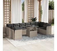 vidaXL Set Divani da Giardino 11 pz con Cuscini in Polyrattan Grigio