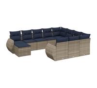 vidaXL Set Divani da Giardino 11 pz con Cuscini in Polyrattan Grigio