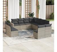 vidaXL Set Divani da Giardino 11 pz con Cuscini in Polyrattan Grigio