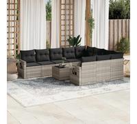 vidaXL Set Divani da Giardino 11 pz con Cuscini in Polyrattan Grigio
