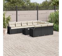 vidaXL Set Divani da Giardino 11 pz con Cuscini in Polyrattan Nero