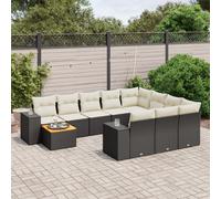 vidaXL Set Divani da Giardino 11 pz con Cuscini in Polyrattan Nero