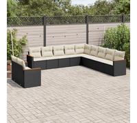 vidaXL Set Divani da Giardino 11 pz con Cuscini in Polyrattan Nero