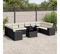 vidaXL Set Divani da Giardino 11 pz con Cuscini in Polyrattan Nero
